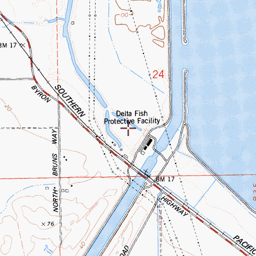 Topographic Map of Delta Fish Protective Facility, CA