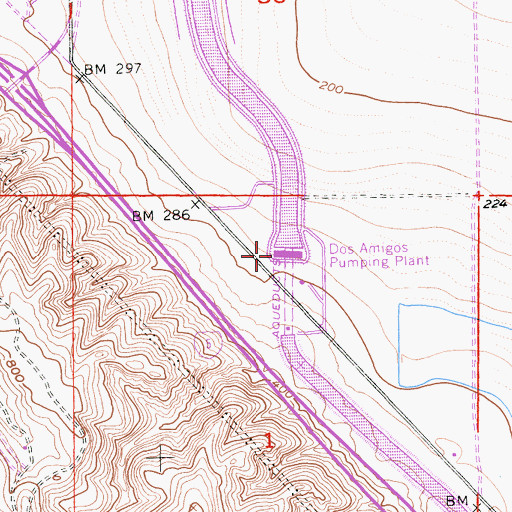 Topographic Map of Dos Amigos Pumping Plant, CA