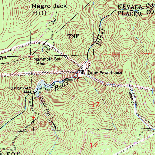 Topographic Map of Drum Powerhouse, CA