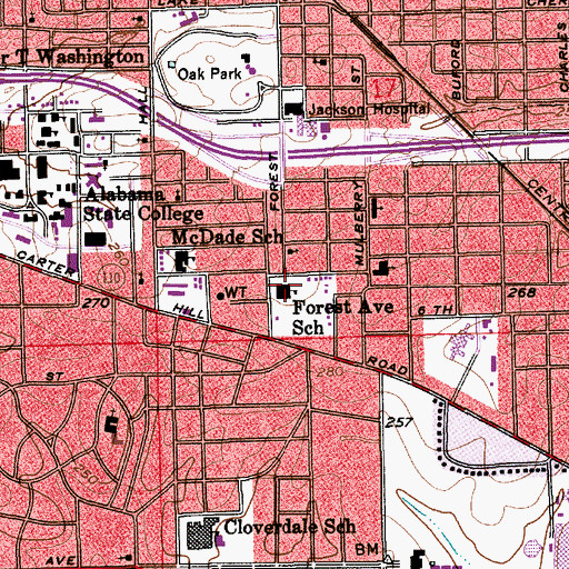 Topographic Map of Forest Avenue Elementary School, AL