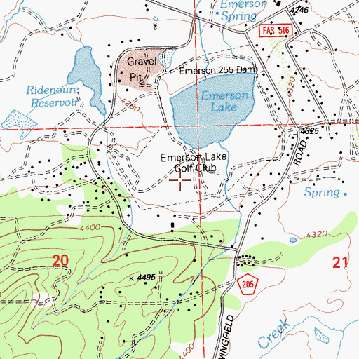 Topographic Map of Emerson Lake Golf Club, CA