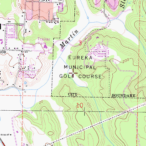 Topographic Map of Eureka Municipal Golf Course, CA