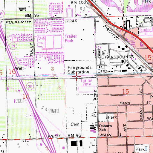 Topographic Map of Fairgrounds Substation, CA