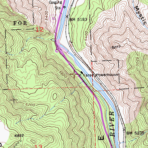 Topographic Map of Farad Powerhouse, CA
