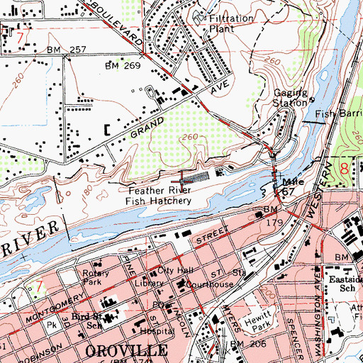 Topographic Map of Feather River Fish Hatchery, CA