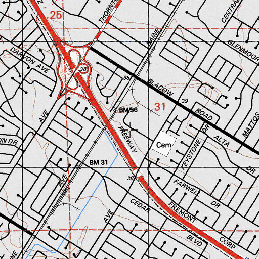 Topographic Map of Federal Aviation Administration Communication Center, CA