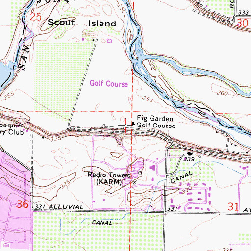 Topographic Map of Fig Garden Golf Course, CA