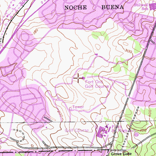 Topographic Map of Bayonet and Black Horse Golf Courses, CA