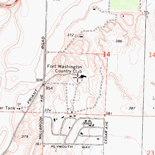 Topographic Map of Fort Washington Country Club, CA