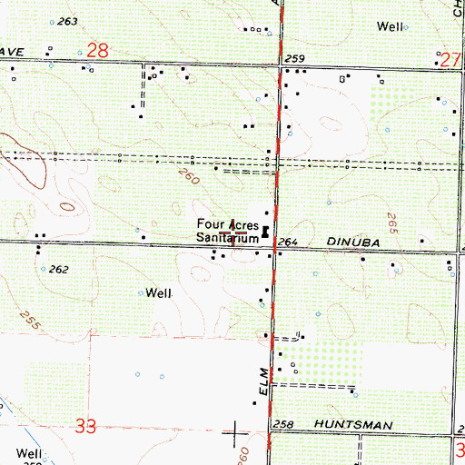 Topographic Map of Four Acres Sanitarium, CA