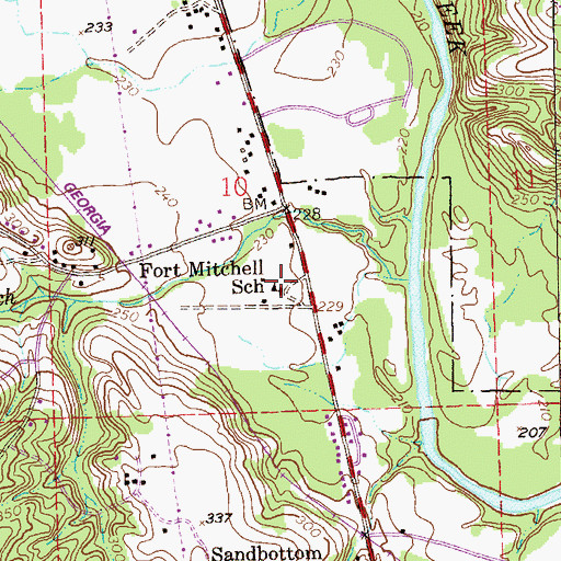 Topographic Map of Fort Mitchell Elementary School, AL