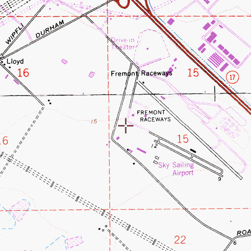 Topographic Map of Fremont Raceways (historical), CA