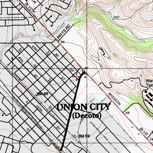 Topographic Map of Hayward Pumping Plant, CA