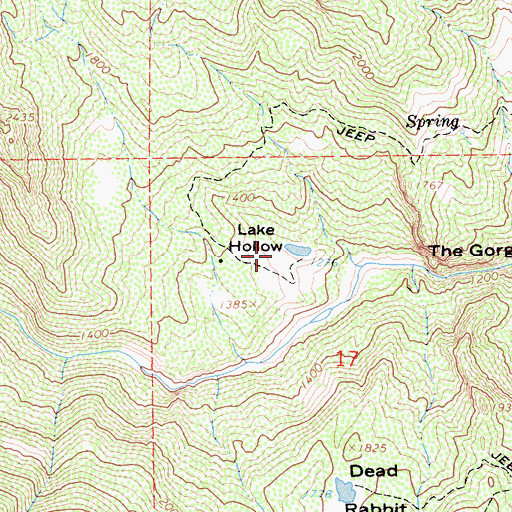 Topographic Map of Lake Hollow, CA