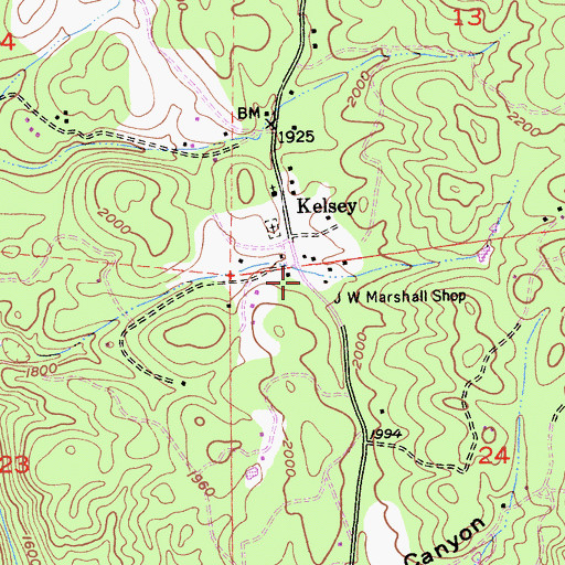 Topographic Map of J W Marshall Shop, CA