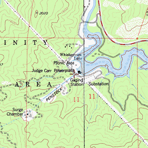 Topographic Map of Judge Carr Powerplant, CA