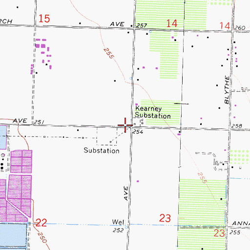 Topographic Map of Kearney Substation, CA