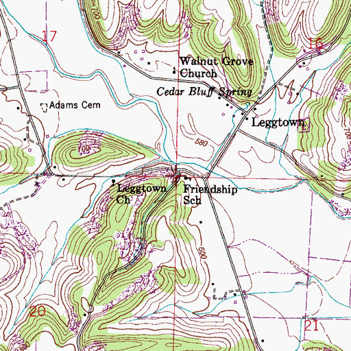 Topographic Map of Friendship School (historical), AL