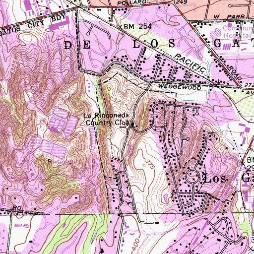 Topographic Map of La Rinconada Country Club, CA