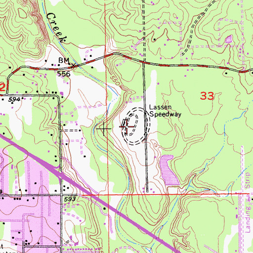 Topographic Map of Lassen Speedway, CA