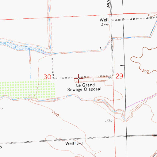 Topographic Map of Le Grand Sewage Disposal, CA
