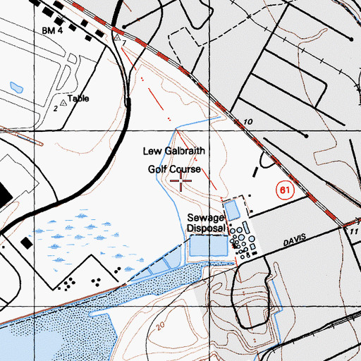 Topographic Map of Lew Galbraith Golf Course, CA