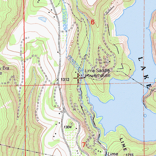 Topographic Map of Lime Saddle Powerhouse, CA