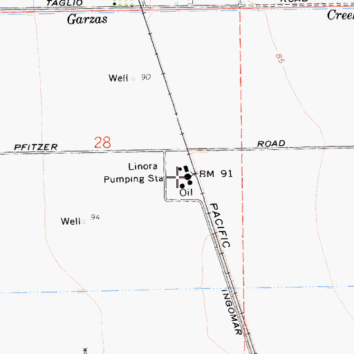 Topographic Map of Linora Pumping Station, CA