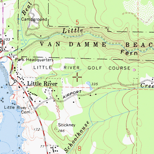 Topographic Map of Little River Golf Course, CA