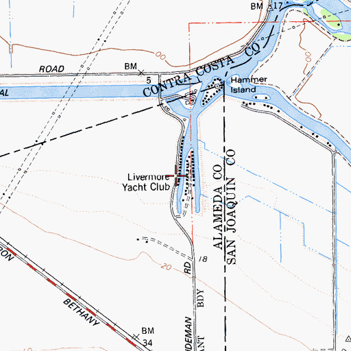 Topographic Map of Livermore Yacht Club, CA