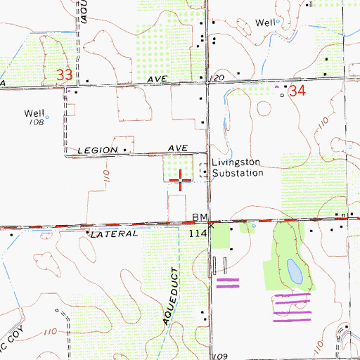 Topographic Map of Livingston Substation, CA