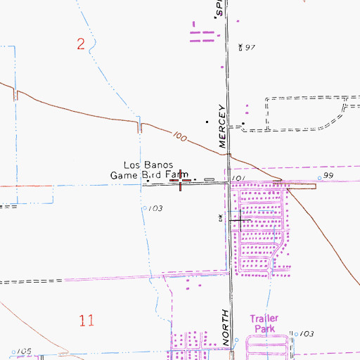 Topographic Map of Los Banos Game Bird Farm, CA