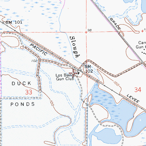 Topographic Map of Los Banos Gun Club, CA