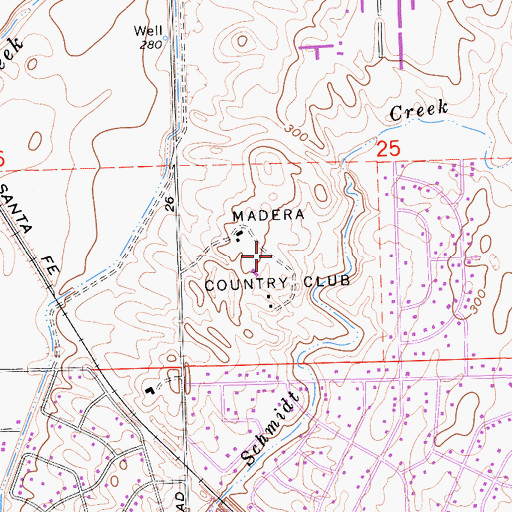 Topographic Map of Madera Country Club, CA