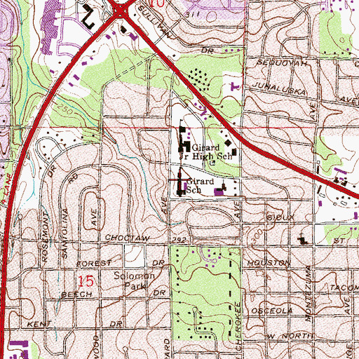 Topographic Map of Girard Elementary School, AL