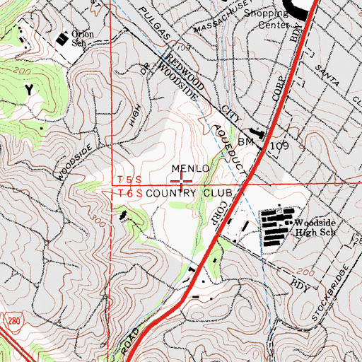 Topographic Map of Menlo Country Club, CA