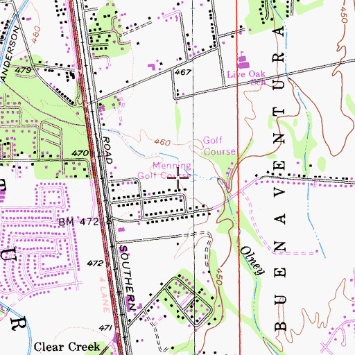 Topographic Map of Menning Golf Course, CA