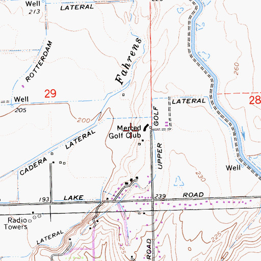 Topographic Map of Merced Golf Club, CA