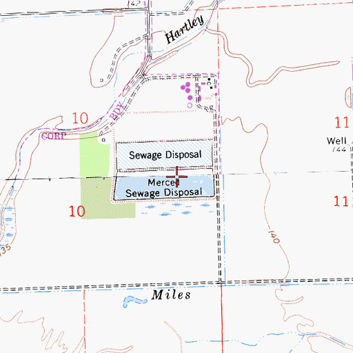 Topographic Map of Merced Sewage Disposal, CA