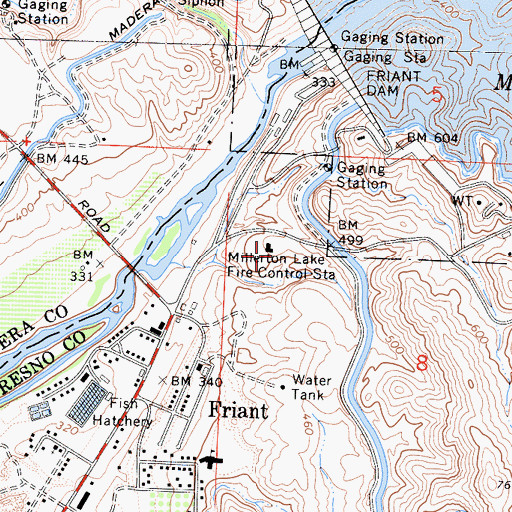 Topographic Map of Millerton Lake Fire Control Station, CA