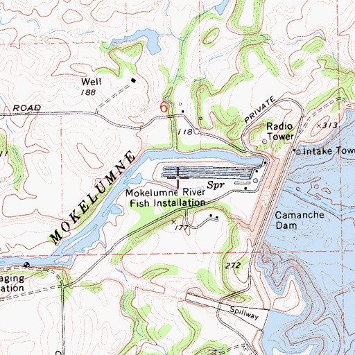 Topographic Map of Mokelumne River Fish Installation, CA