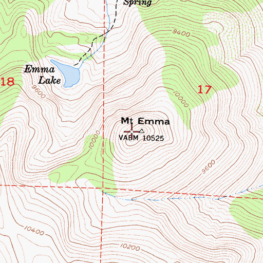 Topographic Map of Mount Emma, CA