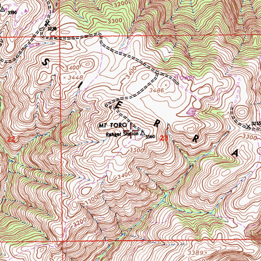 Topographic Map of Mount Toro, CA