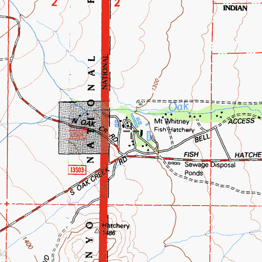 Topographic Map of Mount Whitney Fish Hatchery, CA