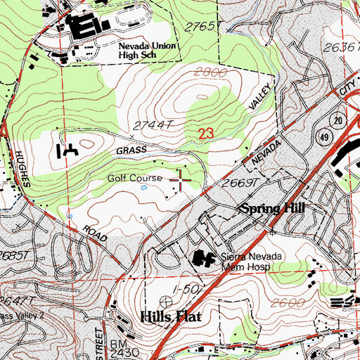 Topographic Map of Nevada County Golf Course, CA