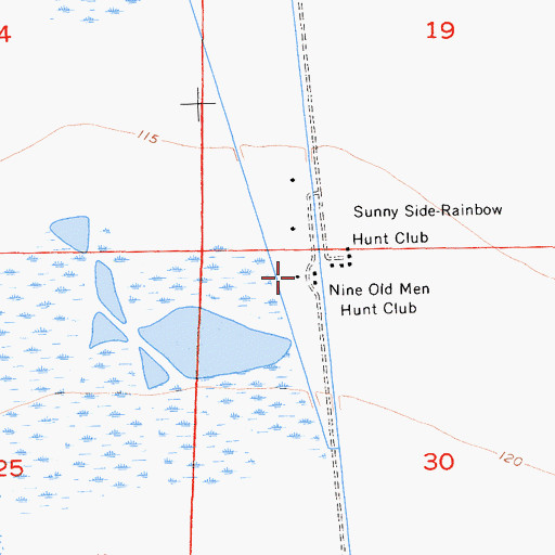 Topographic Map of Nine Old Men Hunt Club, CA