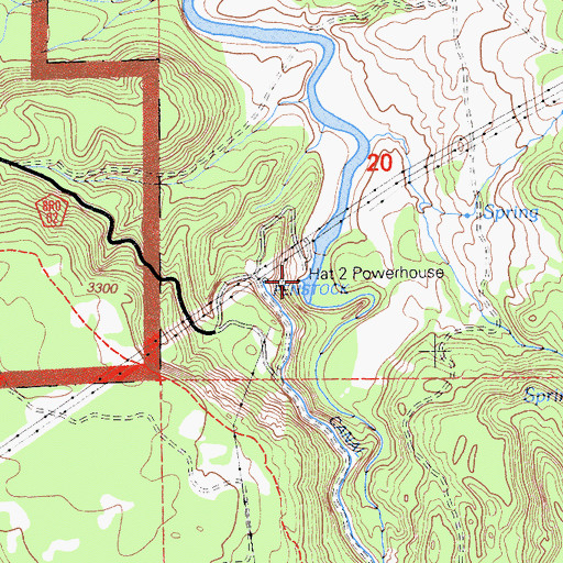 Topographic Map of Hat Two Powerhouse, CA