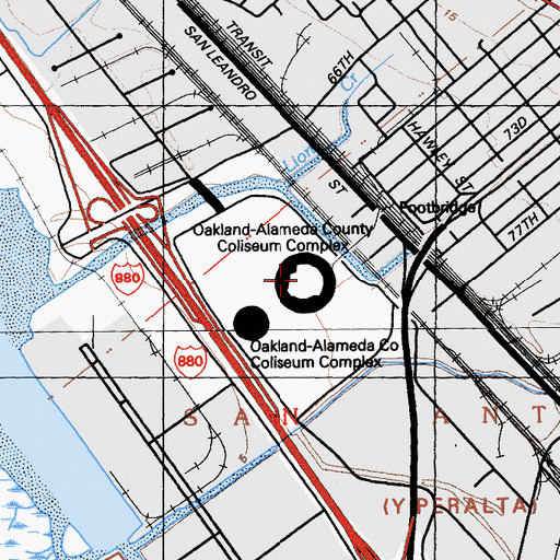 Topographic Map of Overstock.com Coliseum, CA