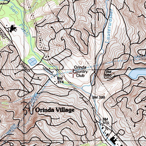 Topographic Map of Orinda Country Club, CA