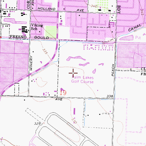 Topographic Map of Palm Lakes Golf Course, CA